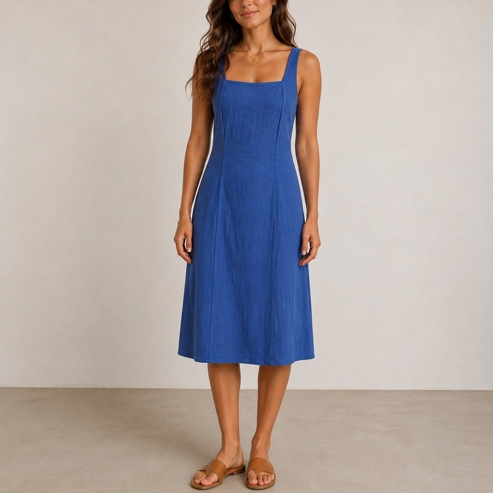 Abercrombie & Fitch Mila Midi Dress XSP Blue Square Neck‎ Summer